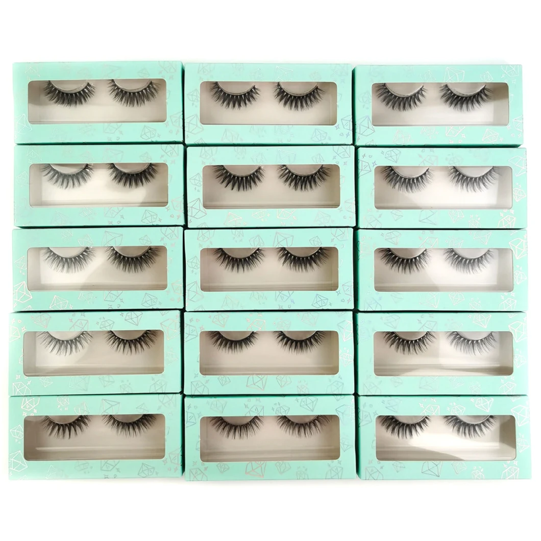 Factory Wholesale Vendor Private Label 3D Mink Lash Natural Full Strip Vegan Eyelashes with OEM Lash Box