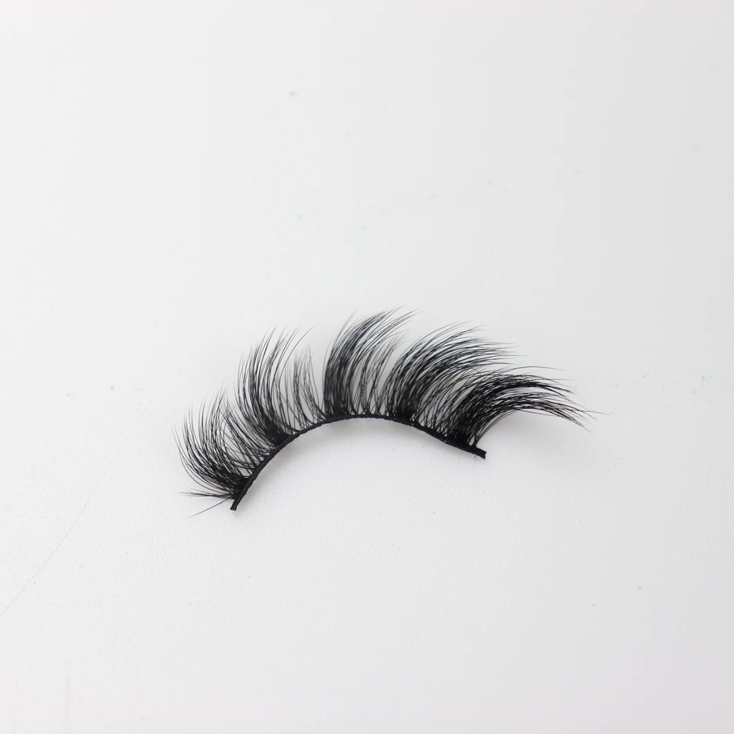 Faux Mink Eyelash Extensions China Short False Eyelash Supplier ODM 6D Mink Lash Customized Clear Band Eyelash