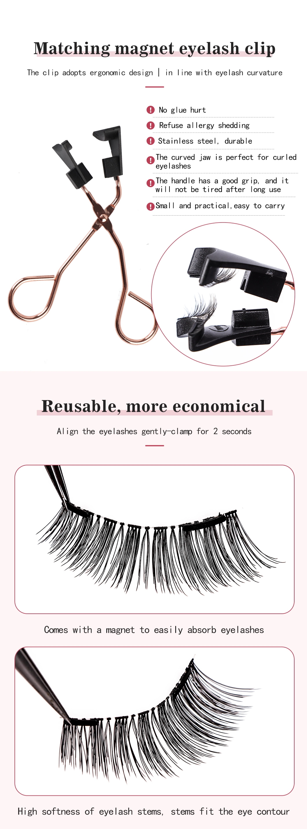 Hot Selling Customized Gift Box No Glue 3D 8d Natural Quantum Magnetic Eyelashes with Curler